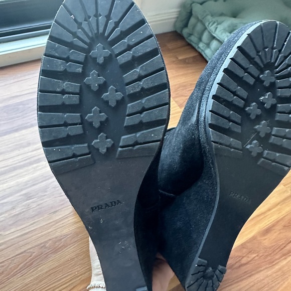 Prada Linea Rossa Suede Slouchy Wedge Boot - Picture 6 of 6